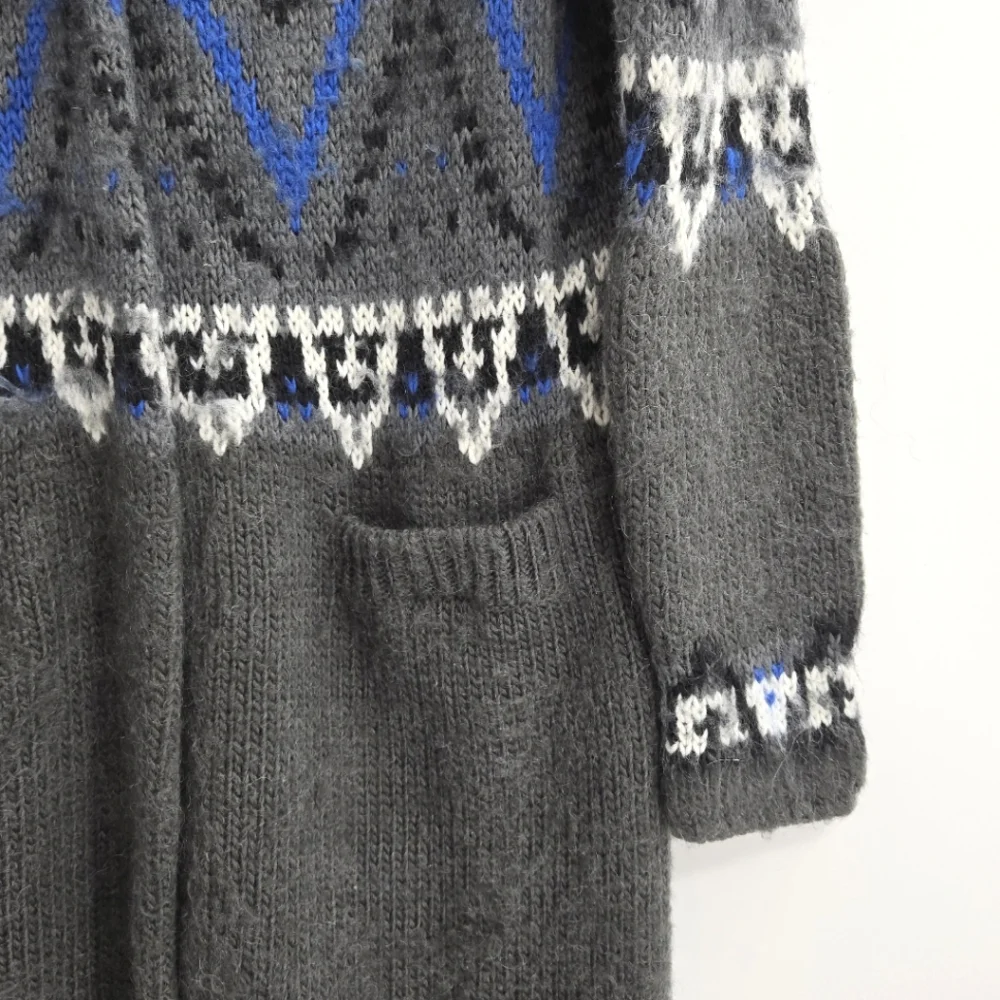 Free People Frosted Fair Isle Gray‎ Blue Cardigan Sweater